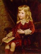 Alfred Edward Emslie, Portrait of a young boy in a red velvet suit